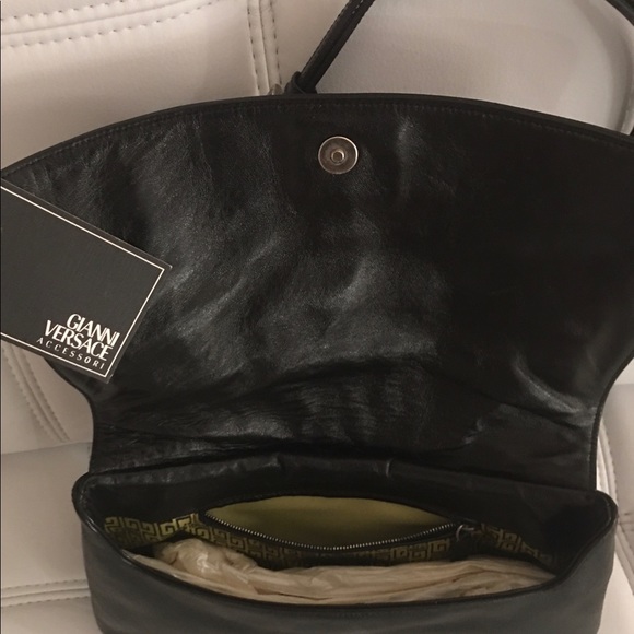 RARE VERSACE Black Leather UNUSUAL Detailed Bag - Picture 6 of 7